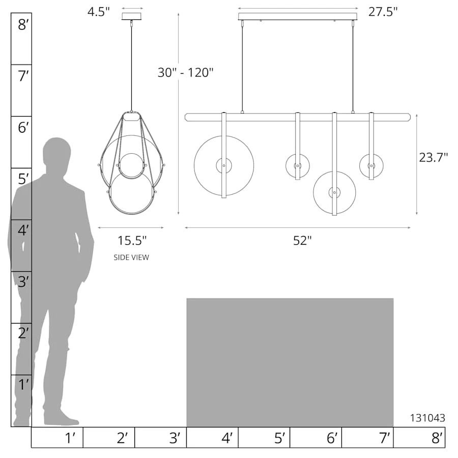 Hubbardton Forge Derby 52" Wide LED Linear Chandelier - Image 2