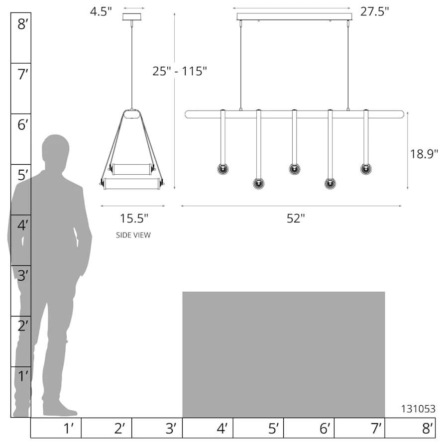 Hubbardton Forge York 52" Wide LED Linear Chandelier - Image 2