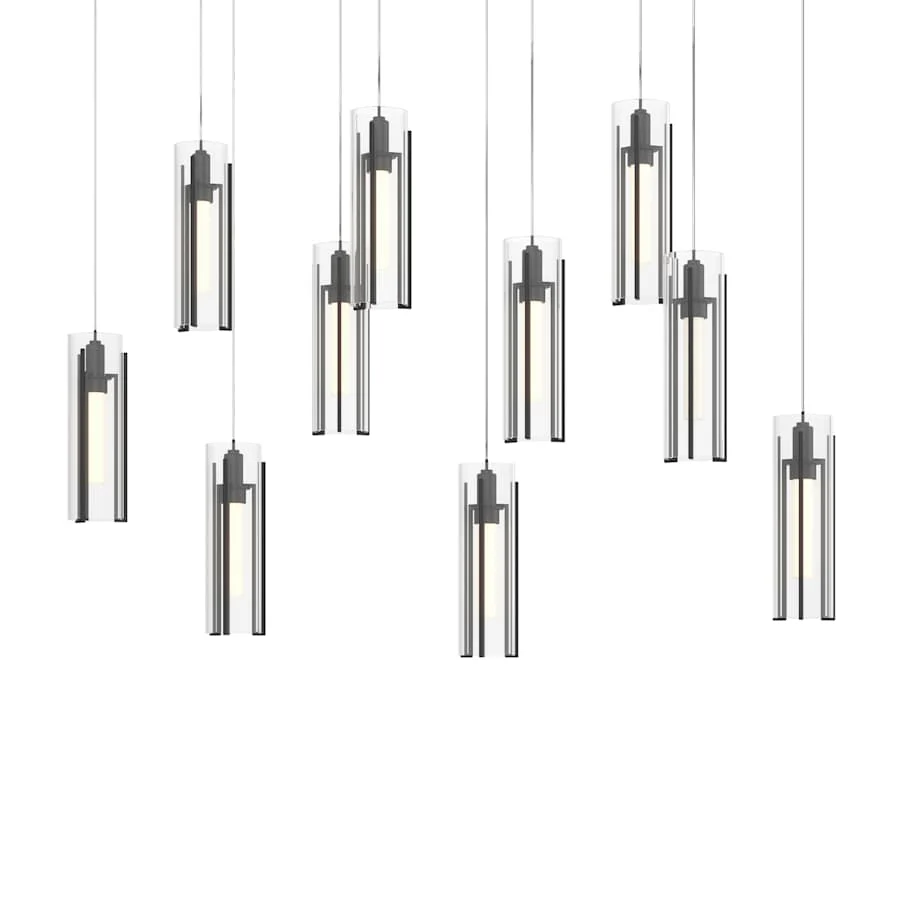 Hubbardton Forge Exos Glass 10 Light 45" Wide Suspension Linear Pendant - Image 1