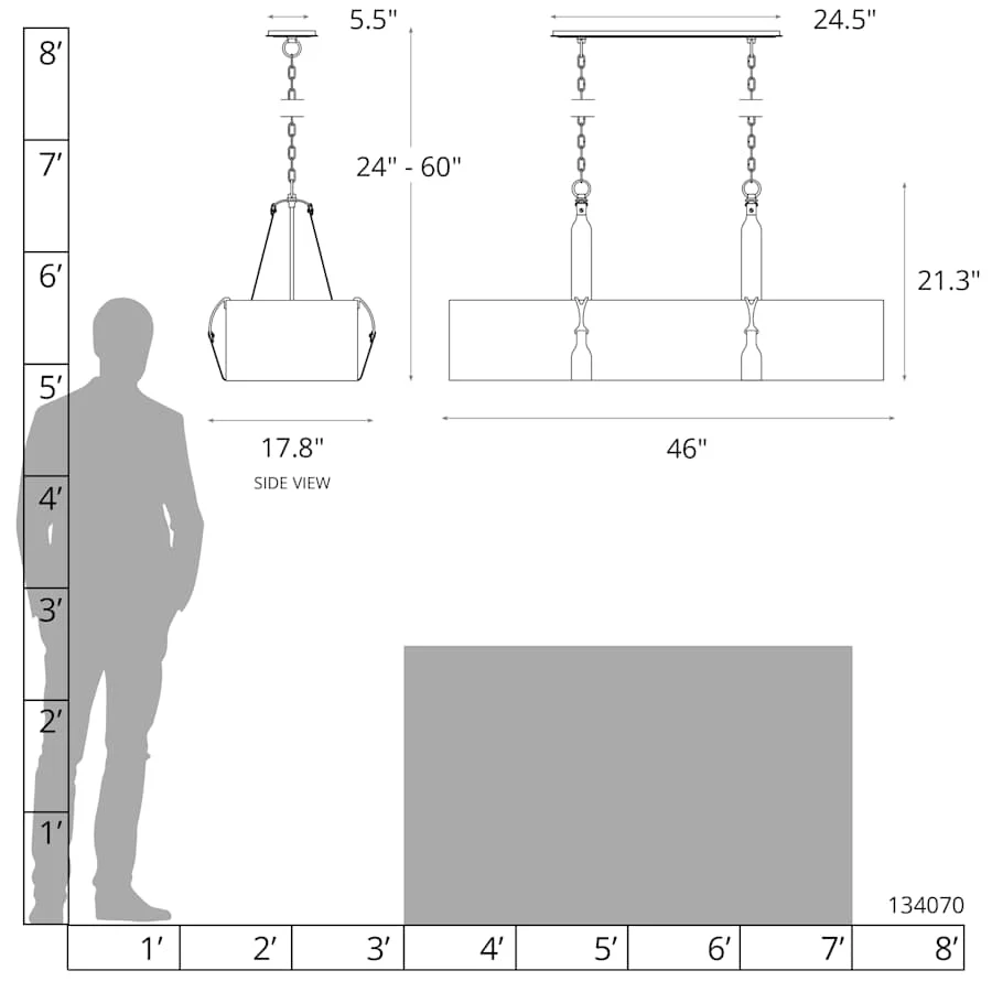 Hubbardton Forge Saratoga 4 Light 46" Wide Linear Chandelier - Image 2