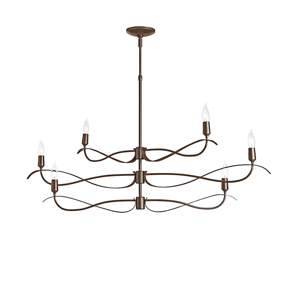 Hubbardton Forge Willow 6 Light 44" Wide Taper Candle Linear Chandelier - Image 1