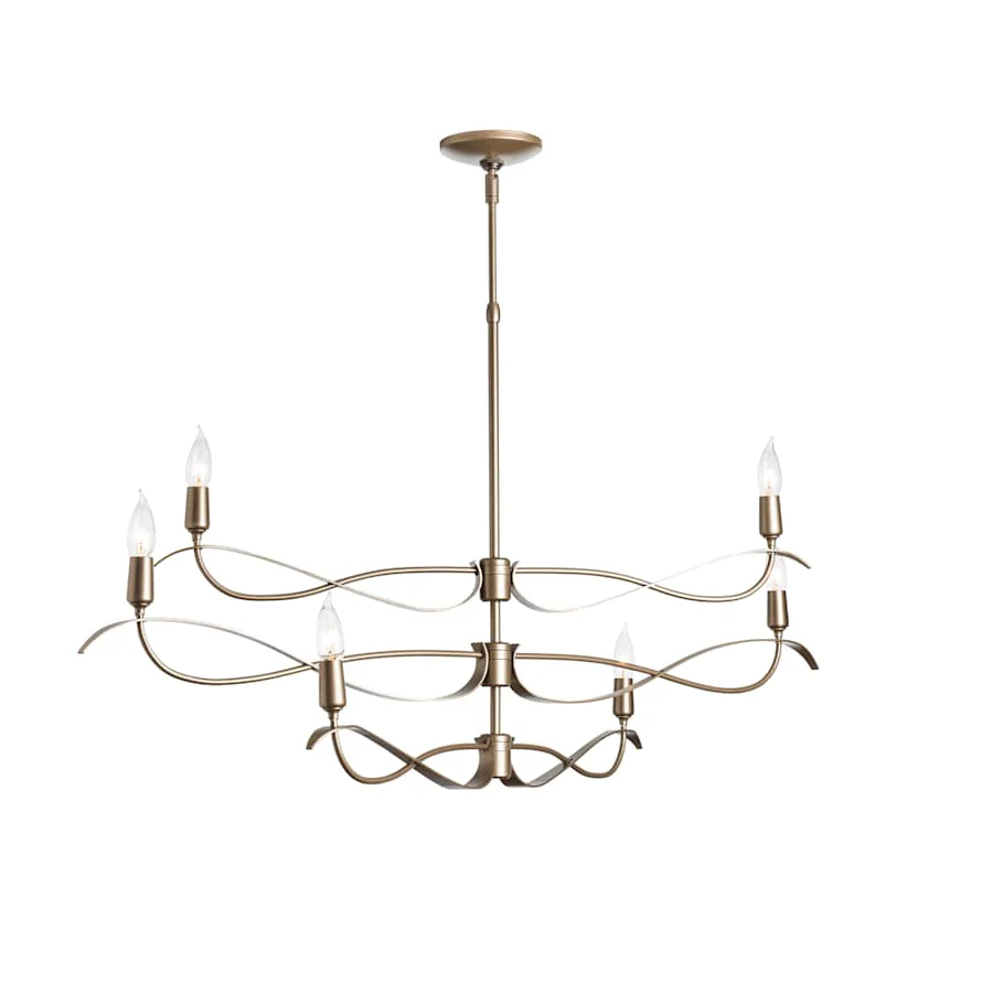 Hubbardton Forge Willow 6 Light 44" Wide Taper Candle Linear Chandelier - Image 3