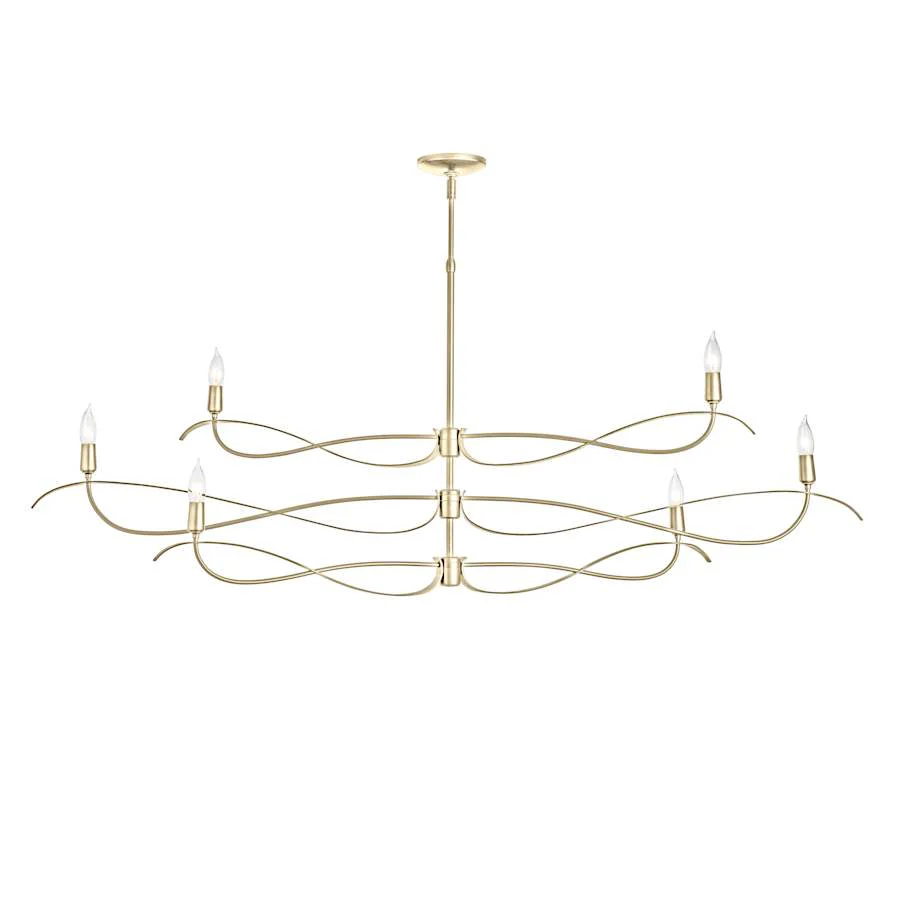 Hubbardton Forge Willow 6 Light 60" Wide Taper Candle Linear Chandelier - Image 1