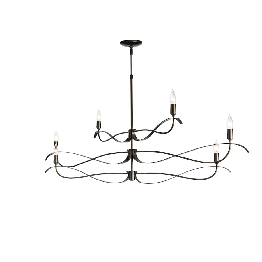 Hubbardton Forge Willow 6 Light 60" Wide Taper Candle Linear Chandelier - Image 2