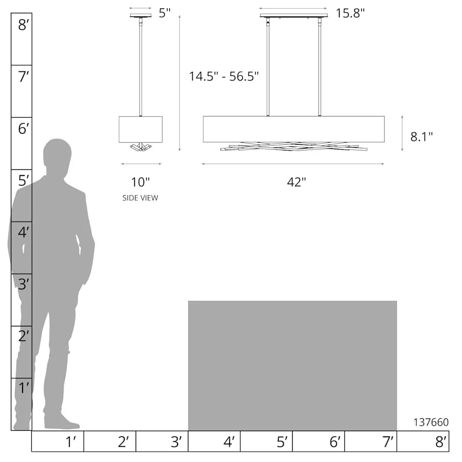 Hubbardton Forge Brindille 4 Light 42" Wide Linear Chandelier - Image 2