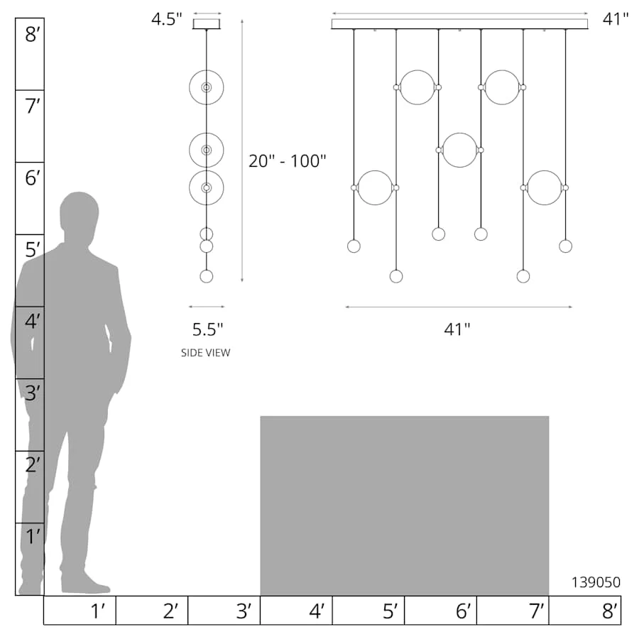 Hubbardton Forge Abacus 41" Wide LED Suspension Multi Light Pendant - Image 2
