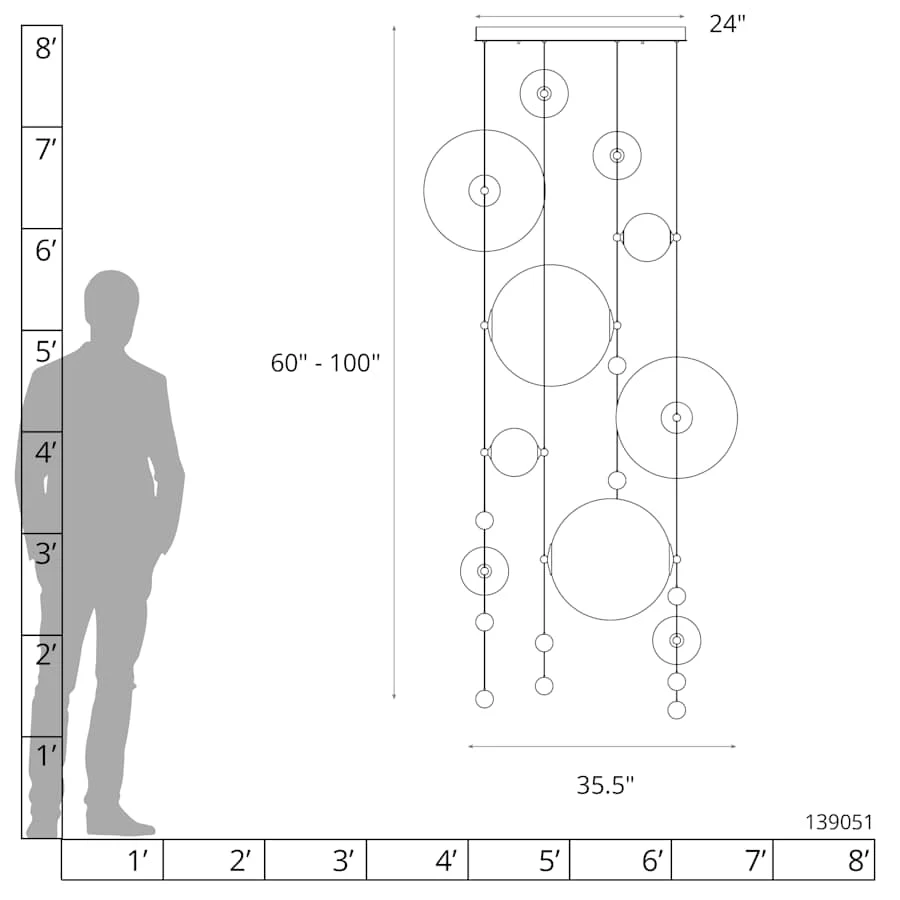 Hubbardton Forge Abacus 36" Wide LED Suspension Multi Light Pendant - Image 2
