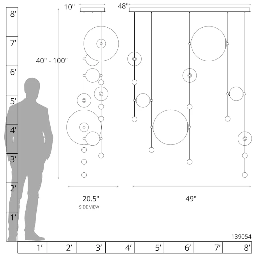 Hubbardton Forge Abacus 49" Wide LED Suspension Multi Light Pendant - Image 2