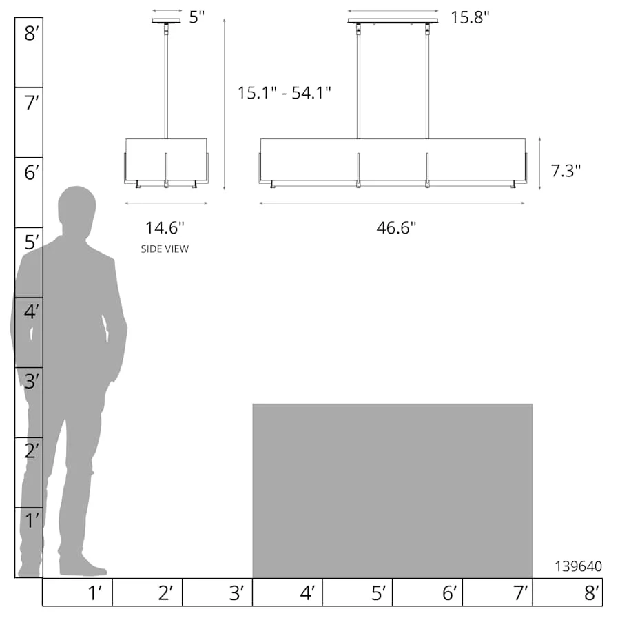 Hubbardton Forge Exos 4 Light 47" Wide Linear Chandelier - Image 3