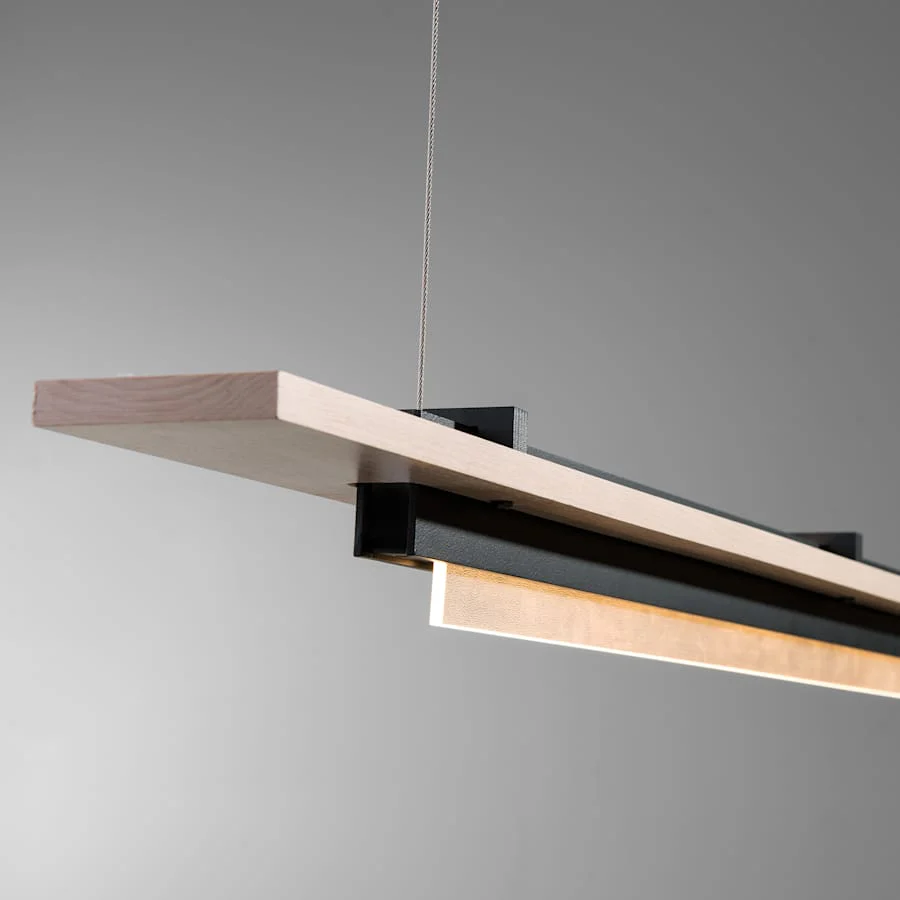 Hubbardton Forge Plank 48" Wide LED Wood Linear Pendant - Image 3