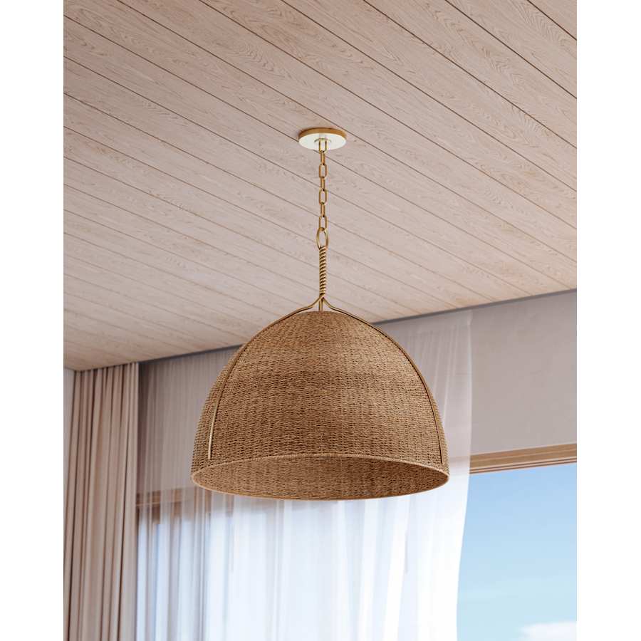 Hudson Valley Lighting Woodlawn 29" Wide Pendant with Rope Shade - Image 2