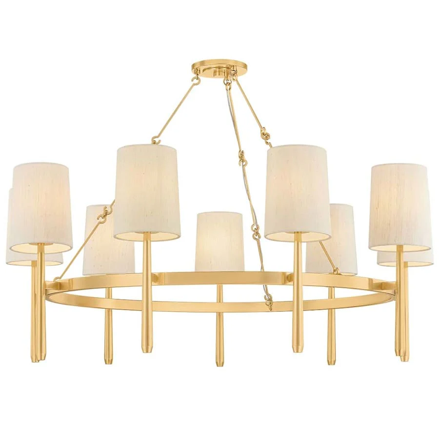Hudson Valley Lighting Bridgeton 9 Light 46" Wide Chandelier with Raw Silk Shades - Image 1