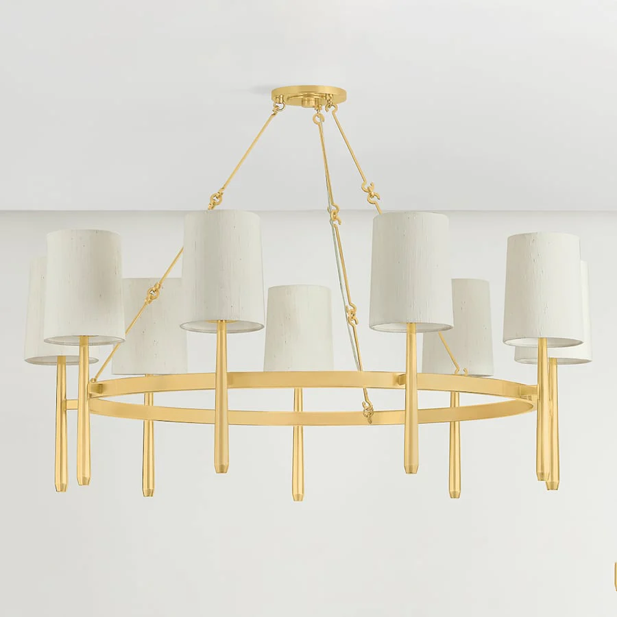 Hudson Valley Lighting Bridgeton 9 Light 46" Wide Chandelier with Raw Silk Shades - Image 3