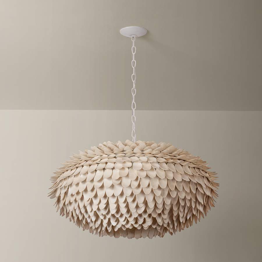 Hudson Valley Lighting Alsen 6 Light 37" Wide Pendant with Coco Shell Shade - Image 3