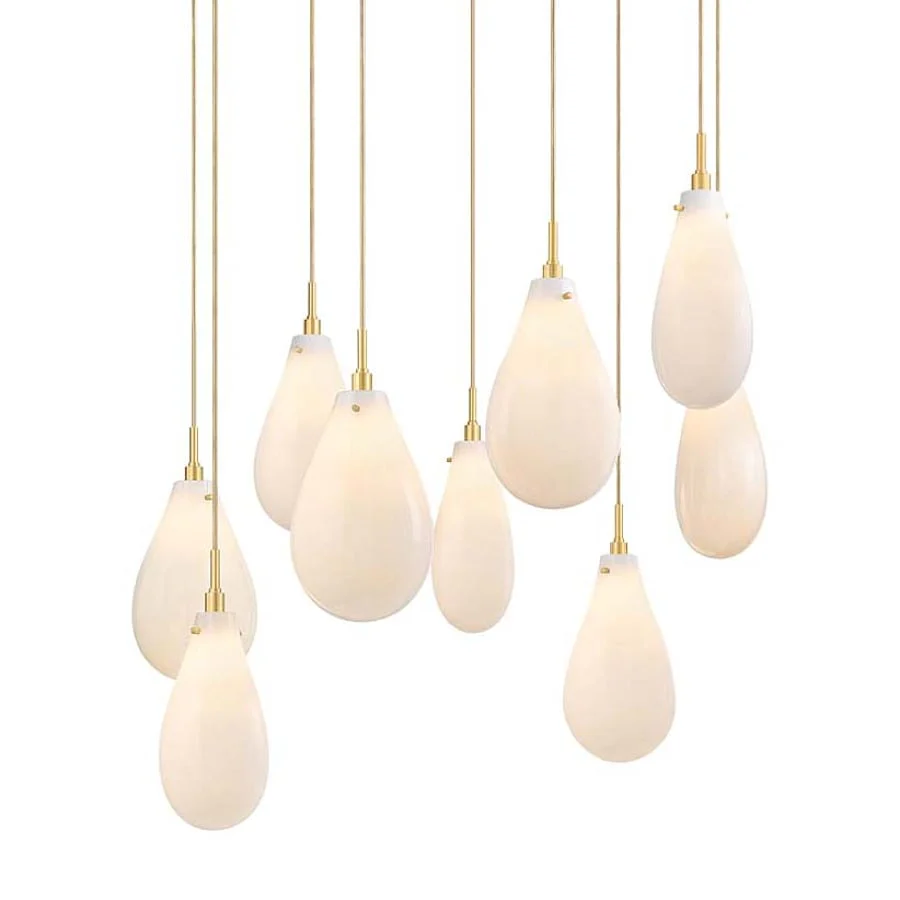 Hudson Valley Lighting Ironwood 9 Light 30" Wide Multi Light Pendant with Seedy Opal Glass Shades - Image 1