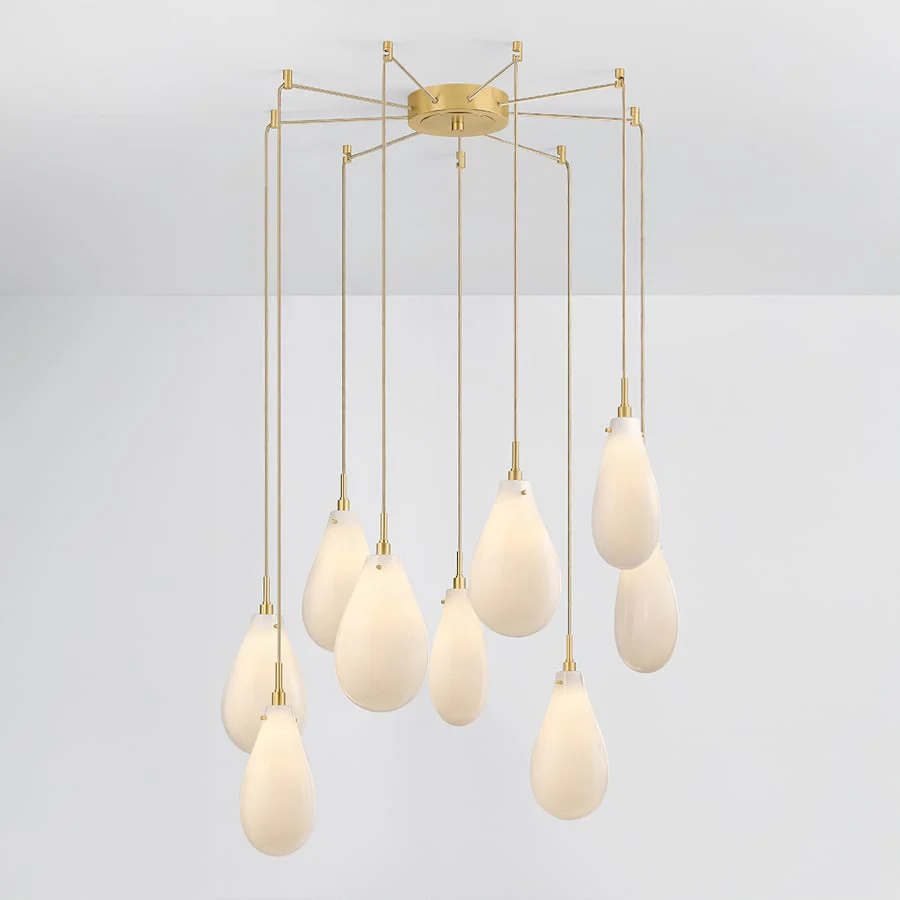 Hudson Valley Lighting Ironwood 9 Light 30" Wide Multi Light Pendant with Seedy Opal Glass Shades - Image 2
