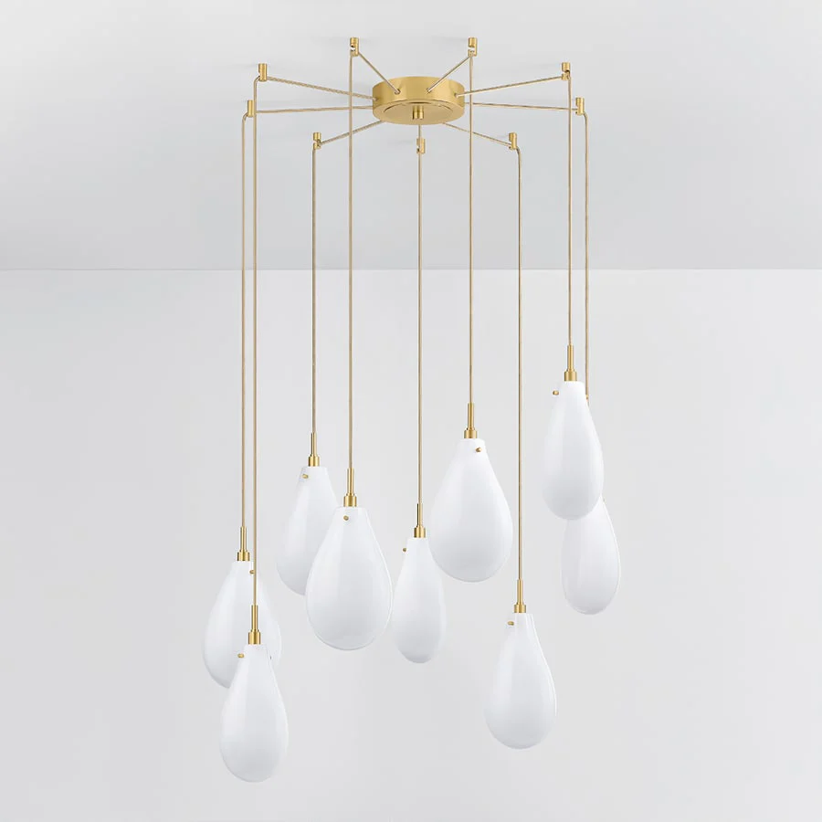 Hudson Valley Lighting Ironwood 9 Light 30" Wide Multi Light Pendant with Seedy Opal Glass Shades - Image 3