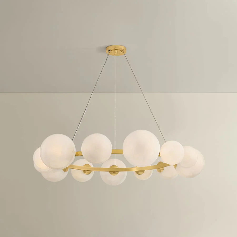 Hudson Valley Lighting Pacama 13 Light 55" Wide Ring Chandelier with Seedy Cloud Glass Shades - Image 3