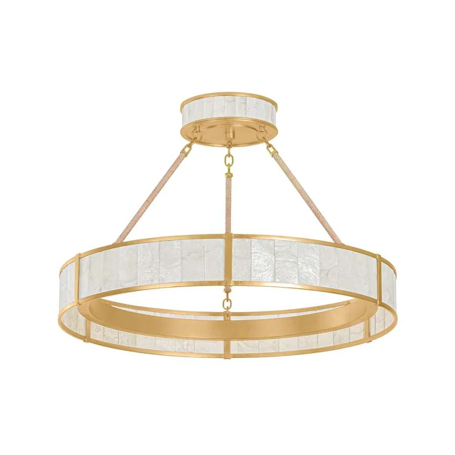 Hudson Valley Lighting Halcott 30" Wide LED Drum Chandelier with Capiz Shell Shade - Image 1