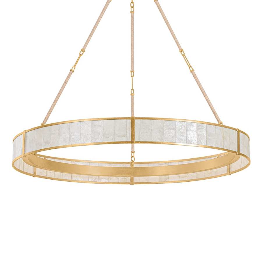 Hudson Valley Lighting Halcott 42" Wide LED Drum Chandelier with Capiz Shell Shade - Image 1