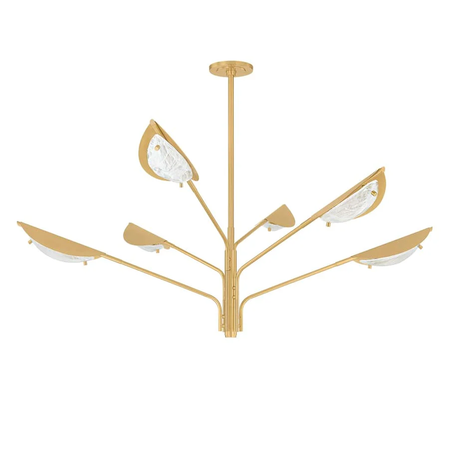 Hudson Valley Lighting Levin 6 Light 54" Wide Chandelier with Remolino Blanco Glass Shades - Image 1