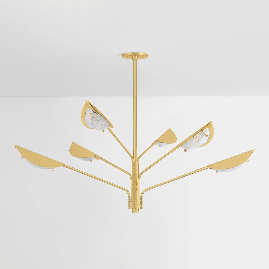 Hudson Valley Lighting Levin 6 Light 54" Wide Chandelier with Remolino Blanco Glass Shades - Image 3