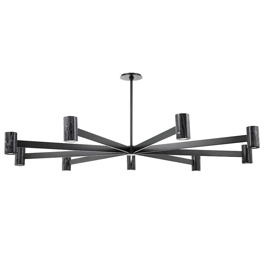 Hudson Valley Lighting Predock 9 Light 64" Wide LED Sputnik Chandelier with Neo Madera Marble Shades - Image 1