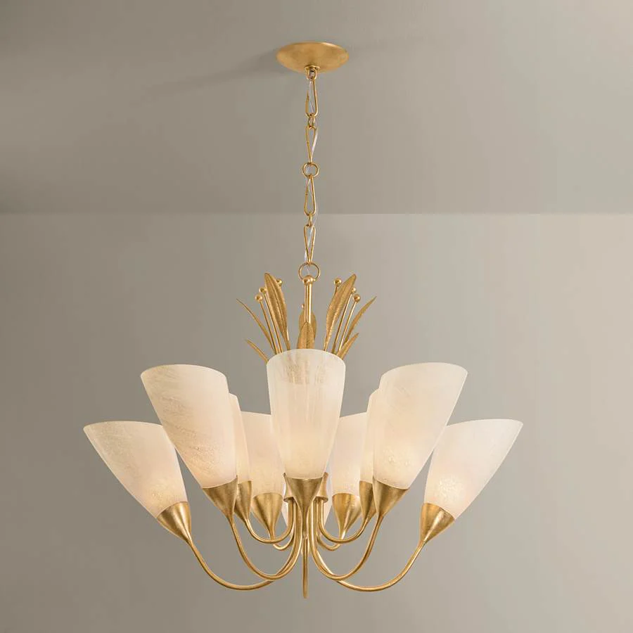 Hudson Valley Lighting Forest Glen 10 Light 42" Wide Chandelier with Seedy Cloud Glass Shades - Image 3