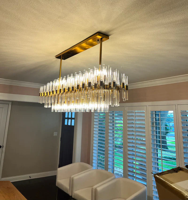 Alinar Crystal Shards Long Chandelier - Image 1