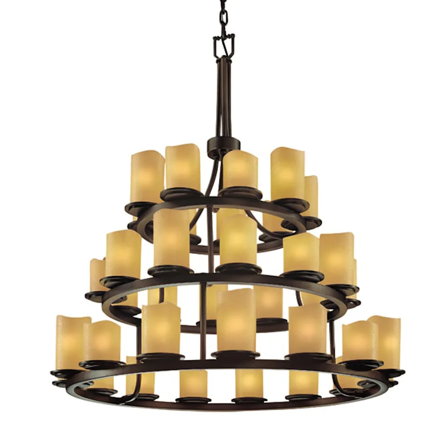 Justice Design Group CandleAria 42" Wide Ring Chandelier with Amber Shades - Image 2