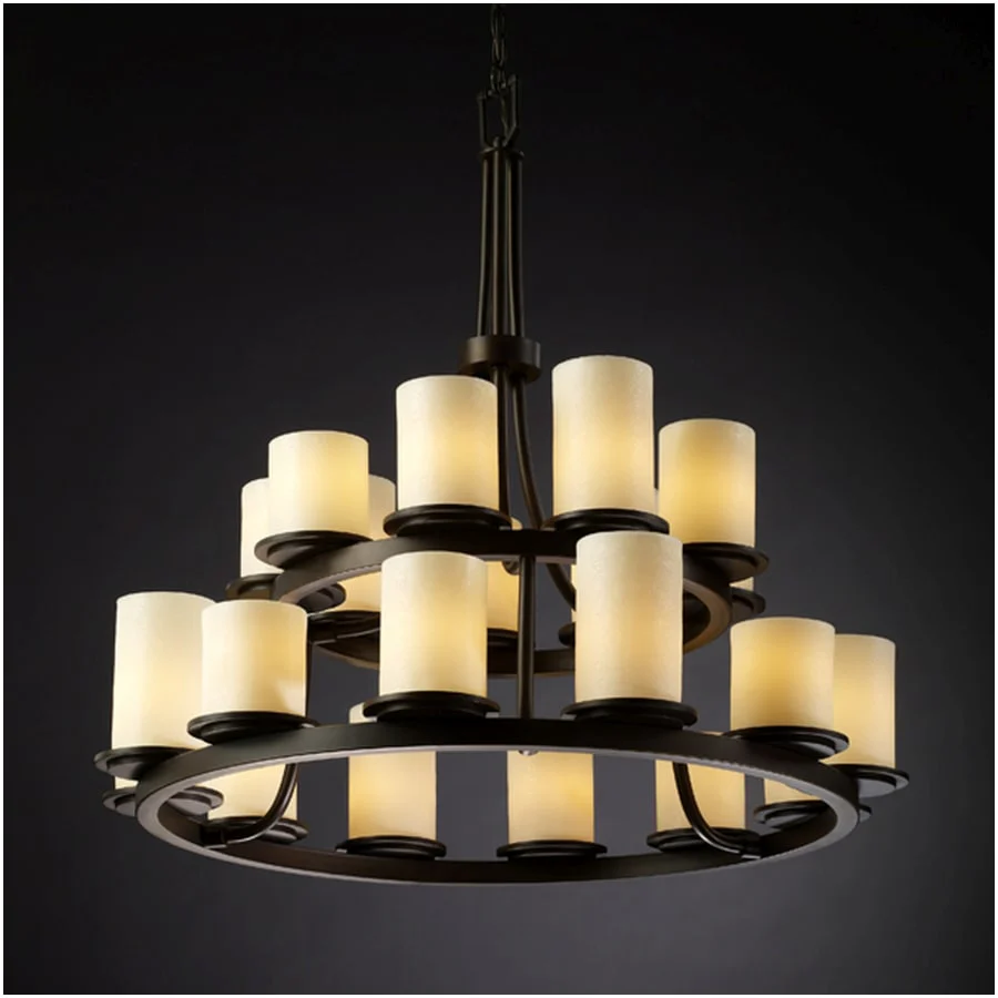 Justice Design Group CandleAria 21 Light 33" Wide Pillar Candle Chandelier with Faux Candle Resin Shades - Image 1