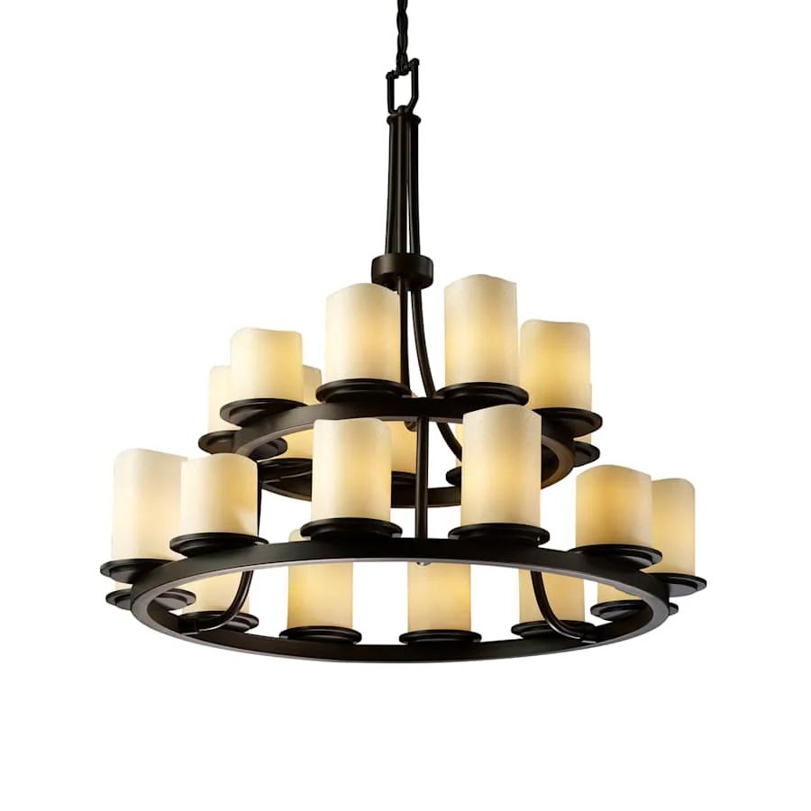 Justice Design Group CandleAria 33" Wide Ring Chandelier with Cream Shades - Image 2