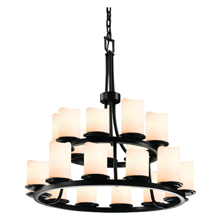 Justice Design Group CandleAria 33" Wide Ring Chandelier with Cream Shades - Image 1