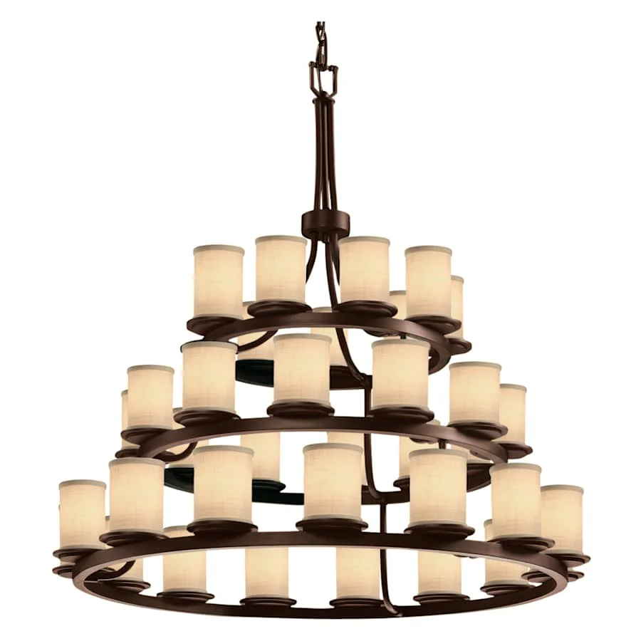 Justice Design Group Textile 42" Wide Ring Chandelier with Cream Shades - Image 2