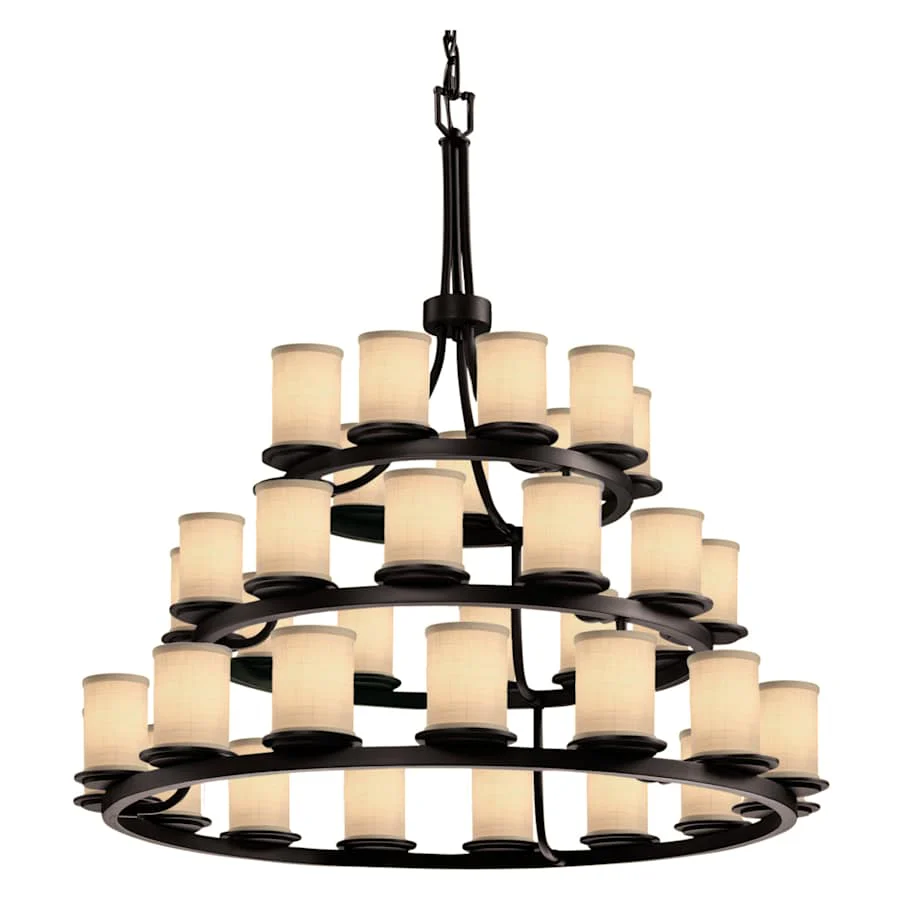 Justice Design Group Textile 42" Wide Ring Chandelier with Cream Shades - Image 3