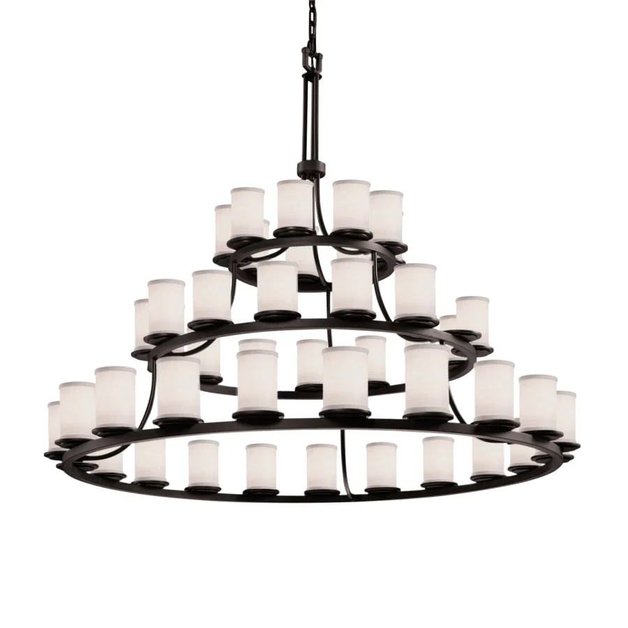 Justice Design Group Textile 45 Light 60" Wide Ring Chandelier with White Shade - Image 1