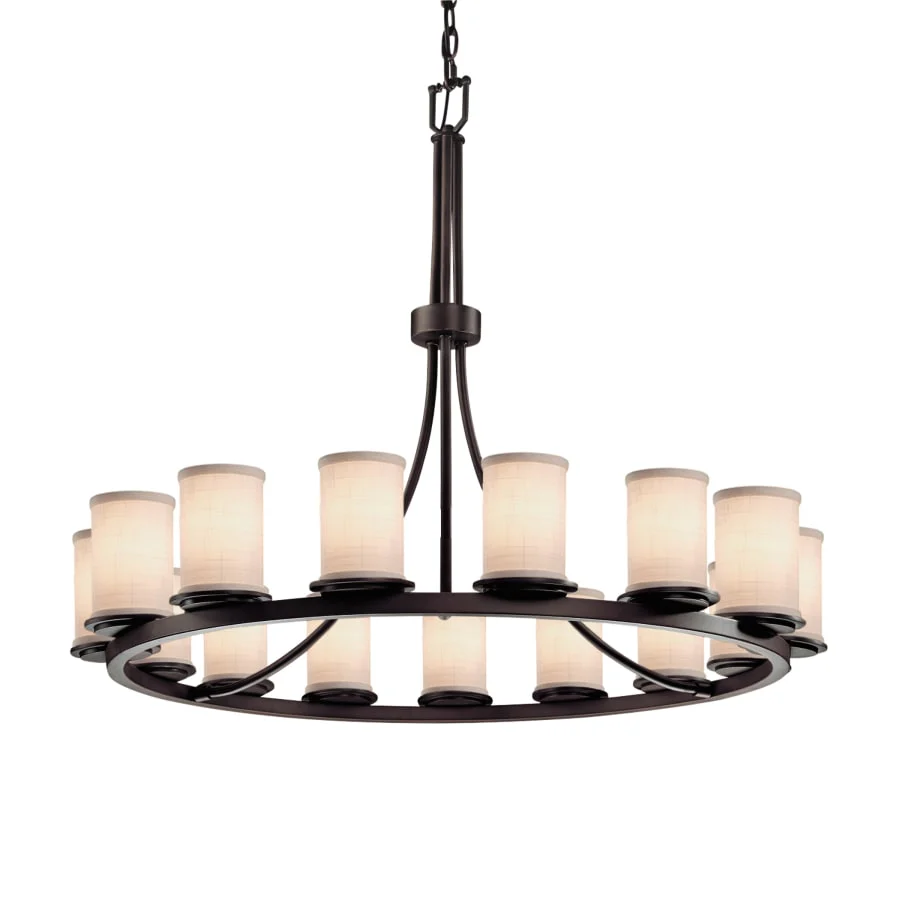 Justice Design Group Textile 42" Wide Ring Chandelier with White Shades - Image 1