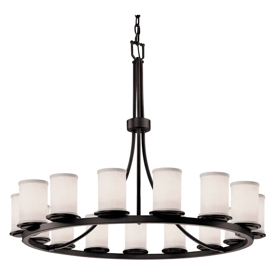 Justice Design Group Textile 42" Wide Ring Chandelier with White Shades - Image 2