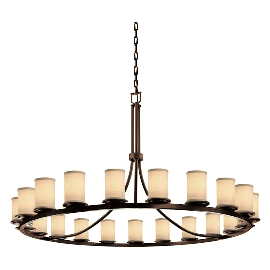 Justice Design Group Textile 60" Wide Ring Chandelier with Cream Shades - Image 2