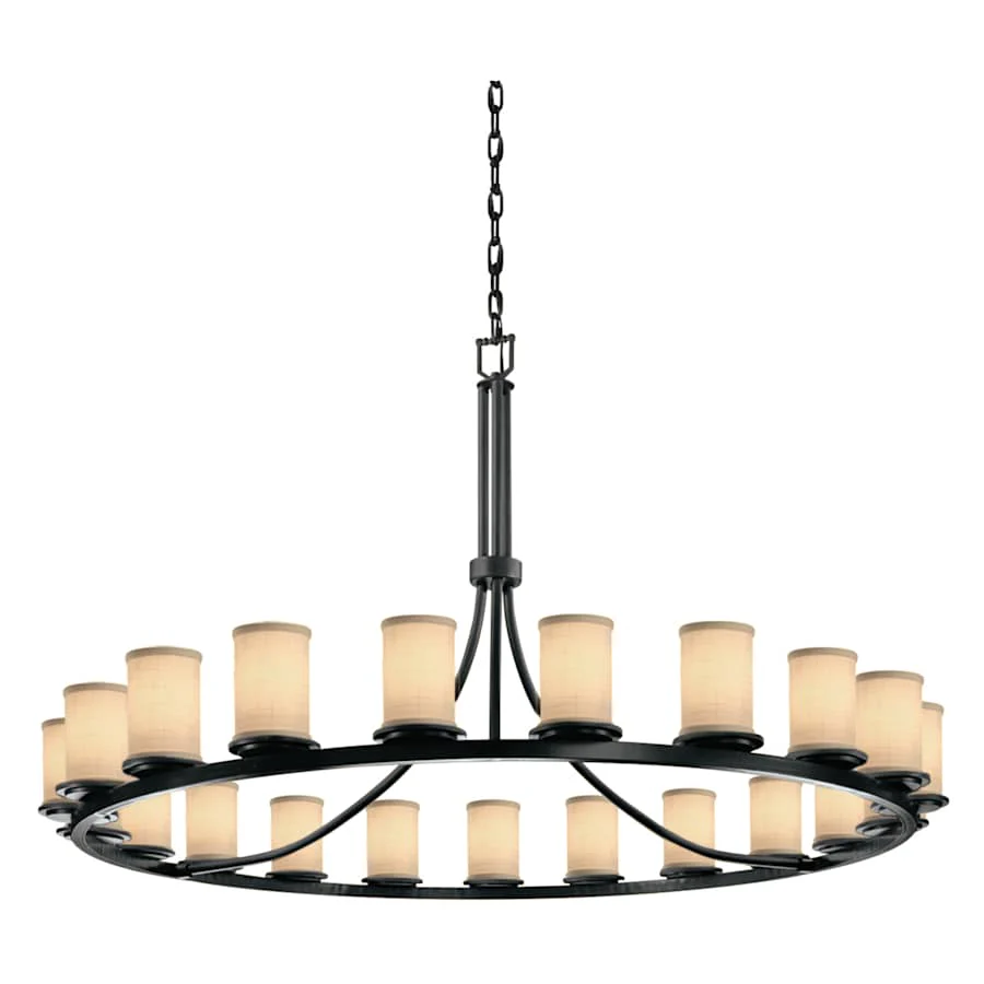 Justice Design Group Textile 60" Wide Ring Chandelier with Cream Shades - Image 3