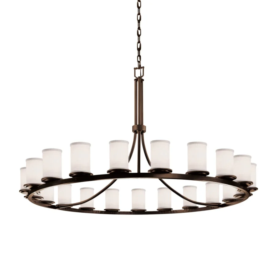 Justice Design Group Textile 21 Light 60" Wide Pillar Candle Style Chandelier with White Fabric Shades - Image 1