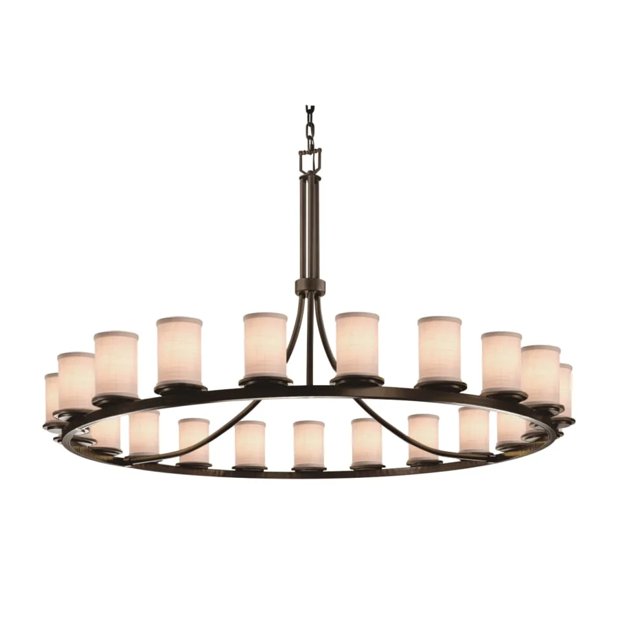 Justice Design Group Textile 60" Wide Ring Chandelier with White Shades - Image 1