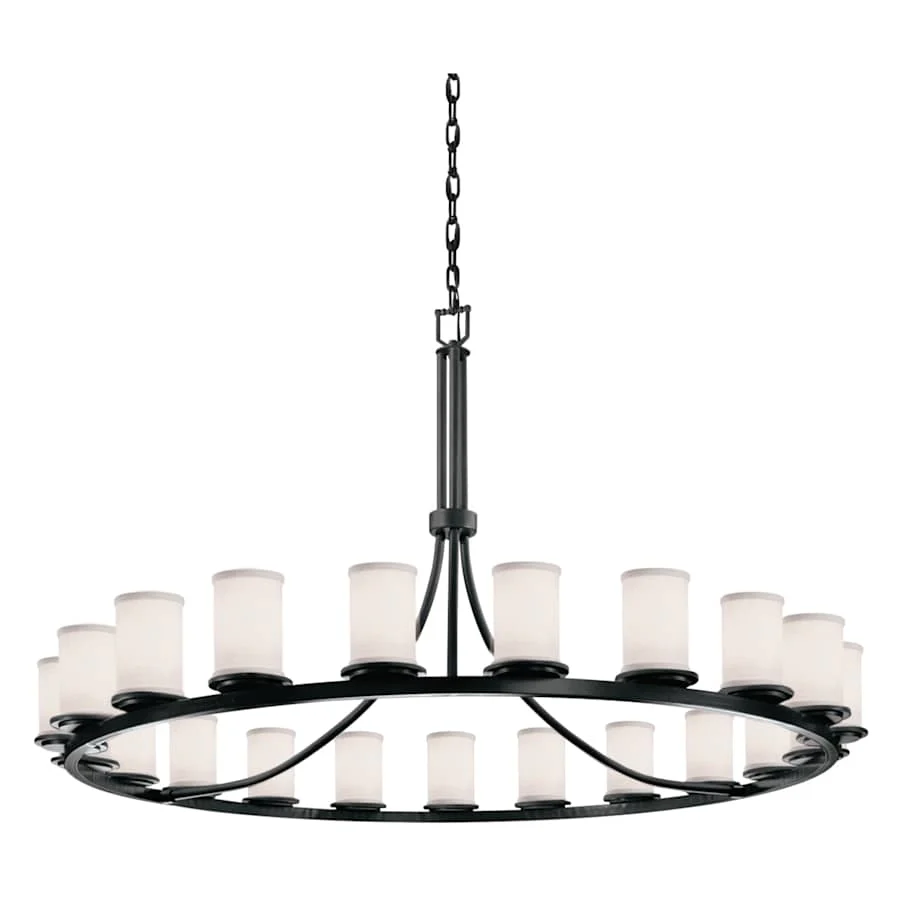 Justice Design Group Textile 60" Wide Ring Chandelier with White Shades - Image 2