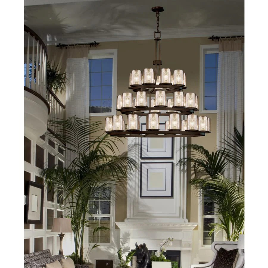 Justice Design Group Fusion 36 Light 42" Wide Pillar Candle Style Chandelier with Mercury Glass Shades - Image 2
