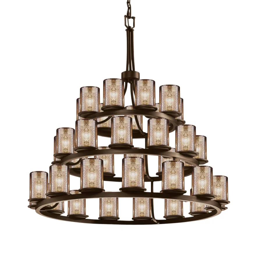 Justice Design Group Fusion 36 Light 42" Wide Pillar Candle Style Chandelier with Mercury Glass Shades - Image 1