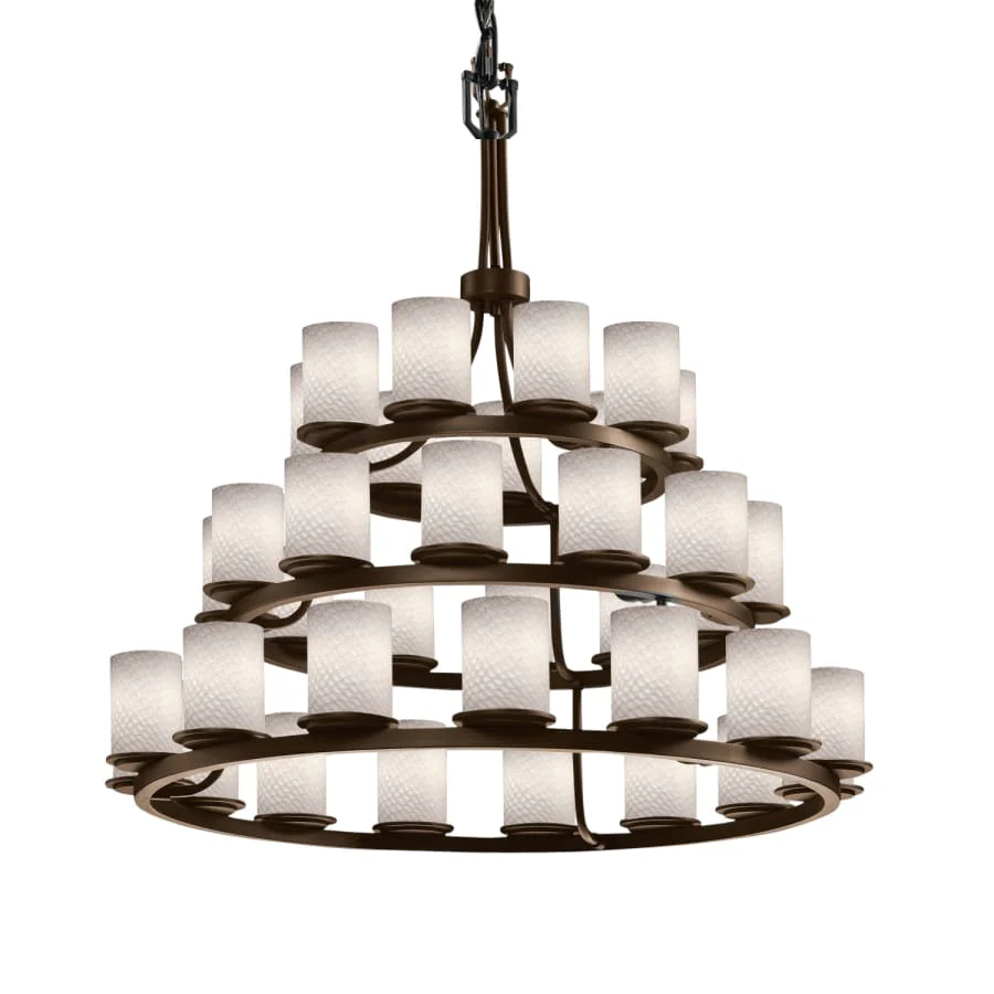 Justice Design Group Fusion 36 Light 42" Wide Pillar Candle Style Chandelier with Weave-Patterned Glass Shades - Image 1