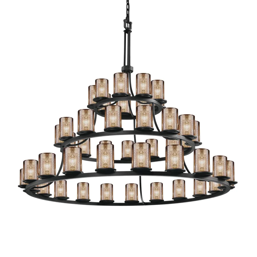 Justice Design Group Fusion 45 Light 60" Wide Pillar Candle Style Chandelier with Mercury Glass Shades - Image 1