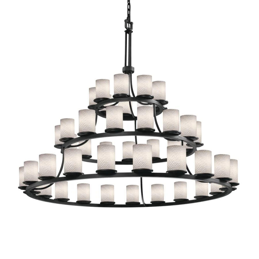 Justice Design Group Fusion 45 Light 60" Wide Pillar Candle Style Chandelier with Weave-Patterned Glass Shades - Image 1