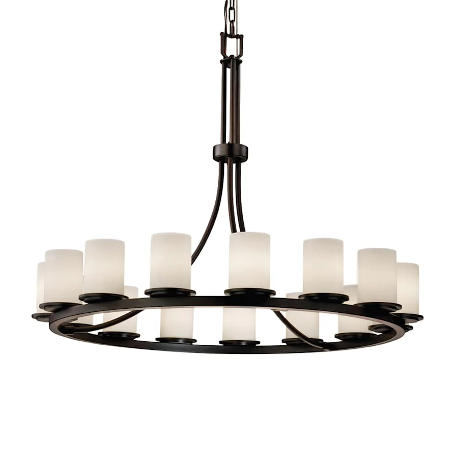 Justice Design Group Fusion 42" Wide Ring Chandelier with Opal Shades - Image 1