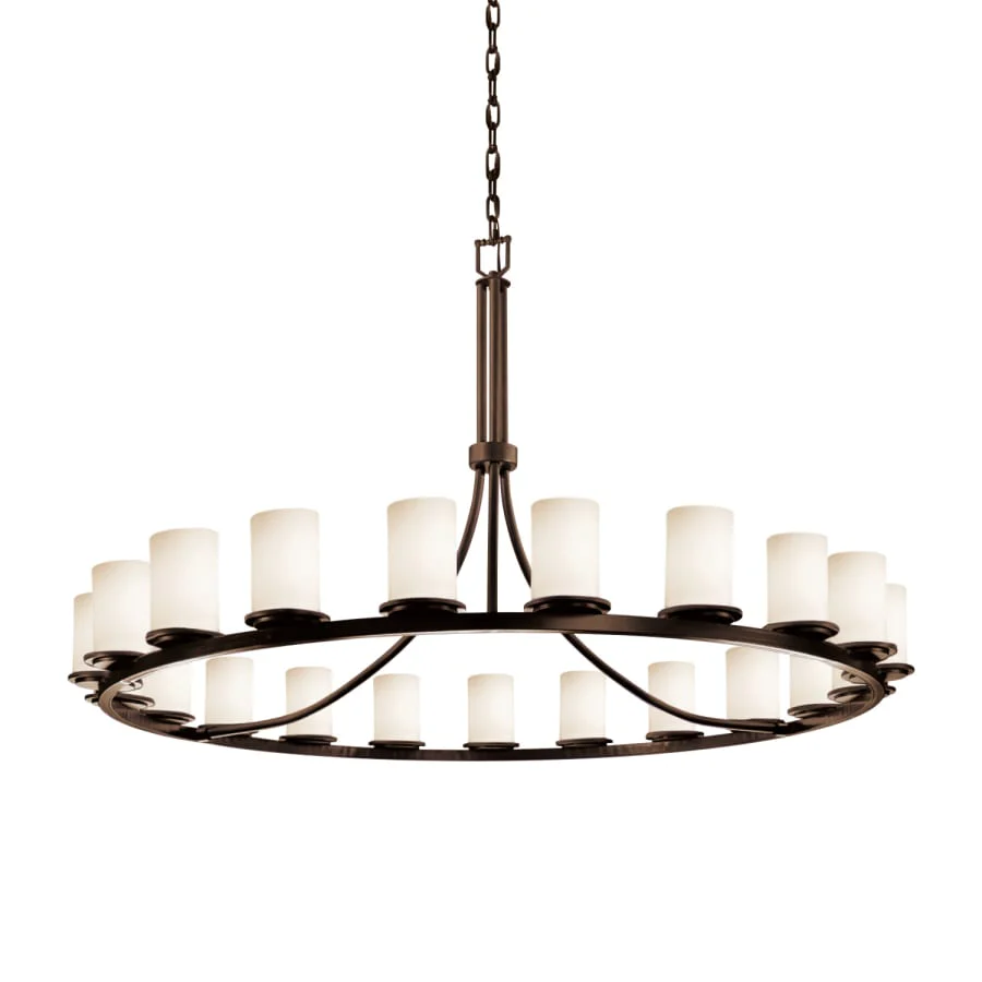 Justice Design Group Fusion 21 Light 60" Wide Pillar Candle Style Chandelier with Opal Glass Shades - Image 1